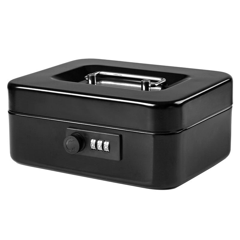 Jssmst Cash Box with Money Tray and Combination Lock - Secure Medication Lock Box for Home and Office Use, 7.87'' x 6.3'' x 3.54'' - Durable and Reliable Security Solution - Image 1